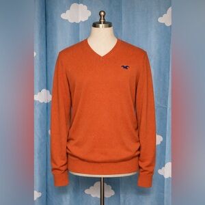 NOS Hollister Y2K orange sweater. Blue logo. M